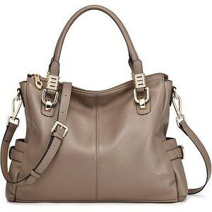 Women'S Genuine Leather Purses And Handbags, Satchel Tote Shoulder Bag (Khaki)